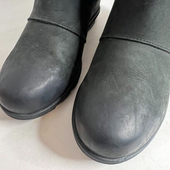 Sorel Women's Joan of Arctic Wedge Bootie Black Leather Ankle Boot Size 9 - Picture 9 of 10